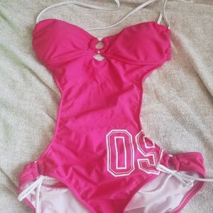 Hot Pink Backless Swimsuit